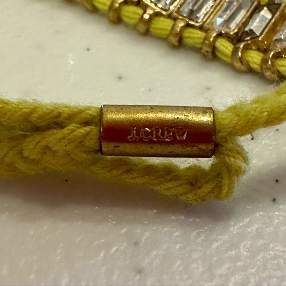 J. Crew Bracelet - yellow string adjustable w/ gold & clear baguette crystals - Picture 14 of 14
